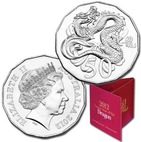 2012 Australia 50 Cents (Year of the Dragon) K000188 - Click Image to Close